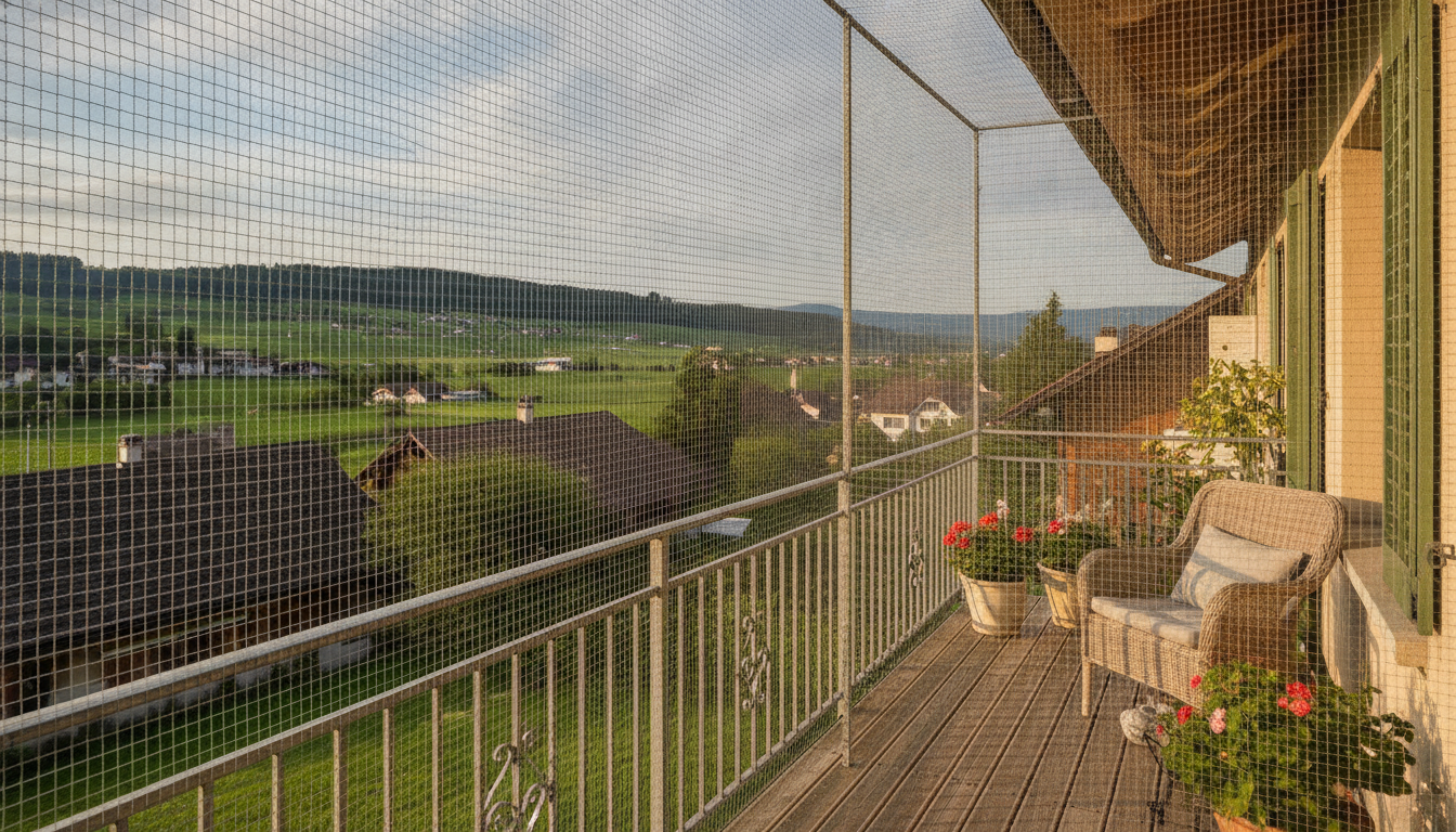 assurez la sécurité de votre balcon dans le vaud grâce à un filet sécurisé pour chat, protégeant votre animal tout en préservant l'esthétique de votre espace extérieur.